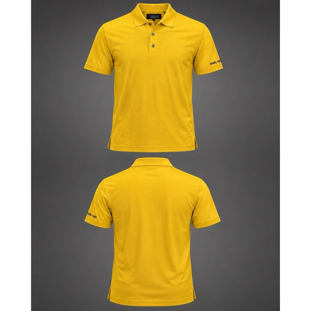 Straight Down Polo Shirt Mens Medium YELLOW MERCERIZED COTTON Golf Stretch
